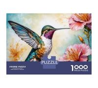 Rompecabezas para Adolescentes De 1000 Piezas Hummingbird and Pink Flowers Art Rompecabezas para Adultos Juguete Decoración De Pared Corte De Precisión para Cumpleaños, Navidad 52x38cm/1000pcs