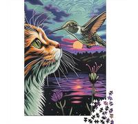Rompecabezas para Adolescentes De 1000 Piezas Hummingbird, Cat, Sunset Rompecabezas para Adultos Juego De Ingenio Regalos para Mujeres Desafiante De Completar 70x50cm/1000pcs