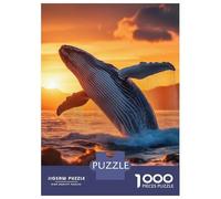 Rompecabezas para Adolescentes De 1000 Piezas Humpback Whale Sunset Leap in Ocean Rompecabezas para Adultos Juego De Ingenio para Mejorar La Memoria Actividades Divertidas En Casa 52x38cm/1000pcs