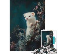Rompecabezas para Adolescentes de 1000 Piezas Hurón Blanco Entre follaje Rompecabezas para Adultos Juego de ingenio Corte de precisión Actividades Divertidas para Hacer en casa (Tamaño 38x52cm)
