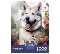 Rompecabezas para Adolescentes De 1000 Piezas Husky Dog Watercolor Rompecabezas para Adultos Juegos Familiares Análisis Y Lógica Cumpleaños Y Navidad 38x26cm/1000pcs