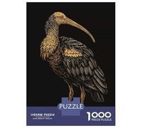 Rompecabezas Para Adolescentes De 1000 Piezas Ibis Bird Illustration on Black Background Rompecabezas Para Adultos Juguetes Antiestrés Decoración De Pared Interacción Entre Padres E Hijos 70x50cm/1000
