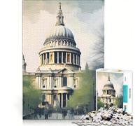 Rompecabezas para Adolescentes de 1000 Piezas Iglesia de San Pablo de Londres Juegos relajantes interacción Entre Padres e Hijos Juego de desafío único 50x75cm