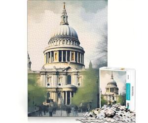 Rompecabezas para Adolescentes de 1000 Piezas Iglesia de San Pablo de Londres Juegos relajantes interacción Entre Padres e Hijos Juego de desafío único 50x75cm