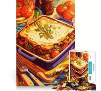 Rompecabezas para adolescentes de 1000 piezas Ilustración de bodegón con pastel de carne corte preciso diversión resolución de problemas diversión relajación tiempo de diversión exhibición de navideño