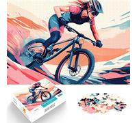 Rompecabezas para Adolescentes de 1000 Piezas Ilustración de Ciclismo de montaña Juego práctico Adecuado para decoración de Escritorio. 75x50cm