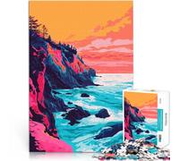 Rompecabezas para Adolescentes de 1000 Piezas Ilustración de la Costa de Oregón con Ambiente Retro Juegos Divertidos Una Obra de Arte 38x26cm