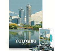 Rompecabezas para Adolescentes de 1000 Piezas,ilustración de Paisaje Urbano de Colombo,Sri Lanka Juego de Ajuste preciso,Juego de ingenio,Tiempo Libre,diversión, (38x26cm)