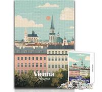 Rompecabezas para Adolescentes de 1000 Piezas: ilustración de Paisaje Urbano de Viena, Austria Diversión Familiar y Noche de Juegos Análisis y lógica Ideas de Regalos Tamaño 50x75cm