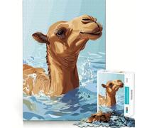 Rompecabezas para Adolescentes de 1000 Piezas Ilustración de un Camello Nadando en el Agua Corte preciso Diversión para Resolver Problemas Diversión Relajante Tiempo de diversión navideño Exhibición