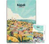 Rompecabezas para Adolescentes de 1000 Piezas, ilustración del Paisaje Urbano de Kigali, Ruanda, Juego Educativo Familiar para Mejorar la Memoria, Regalo de Amigo Secreto, tamaño 38x52cm