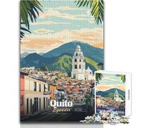 Rompecabezas para Adolescentes de 1000 Piezas, ilustración del Paisaje Urbano de Quito, Ecuador, Juego Educativo, Regalo de cumpleaños para Mujeres, tamaño 38x52cm