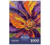 Rompecabezas Para Adolescentes De 1000 Piezas Impasto Flower Painting Purple, Orange, Yellow Rompecabezas Para Adultos Juguetes Antiestrés Decoración De Pared Interacción Entre Padres E Hijos 70x50cm/