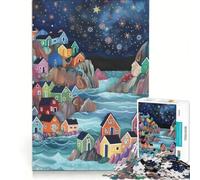 Rompecabezas para Adolescentes de 1000 Piezas Impresionante Pueblo al Borde de un acantilado Juegos Divertidos una Forma Interesante de Reducir el estrés Cada Pieza es única 38x52cm