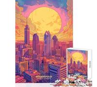 Rompecabezas para Adolescentes de 1000 Piezas Indianapolis Indy USA Juego Educativo Carrera de Velocidad Manual Juguetes para armar con póster y Hoja de Preguntas a Juego (38x52cm)