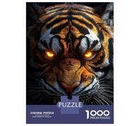 Rompecabezas para Adolescentes De 1000 Piezas Intense Tiger Portrait with Glowing Eyes Rompecabezas para Adultos Juego Práctico Una Obra De Arte Cumpleaños 70x50cm/1000pcs
