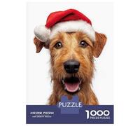 Rompecabezas para Adolescentes De 1000 Piezas Irish Terrier Dog with Santa Hat Portrait Rompecabezas para Adultos Juegos Familiares Desafío Difícil Regalos De Cumpleaños Y Únicos 70x50cm/1000pcs