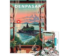 Rompecabezas para Adolescentes de 1000 Piezas Isla de Bali Vista a través de la Ventana matutina Rompecabezas para Adultos Juegos Divertidos para Mejorar la Memoria Regalos de cumpleaños y Navidad