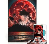 Rompecabezas para Adolescentes de 1000 Piezas: Isla Tropical Luna de Sangre, Juego de ingenio, desafiante de completar, Toda la Familia 38x26cm