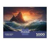 Rompecabezas para Adolescentes De 1000 Piezas Island in The Sea at Sunset Rompecabezas para Adultos Juego Familiar Regalos para Mujeres Cumpleaños Y Navidad 38x26cm/1000pcs