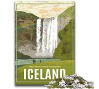 Rompecabezas para Adolescentes de 1000 Piezas,Islandia,Cascada de Skogafoss,Ayuda a ejercitar el Cerebro,Juguetes adictivos para Cultivar la Paciencia,colección de Artistas,Bellas Artes (38x52cm)