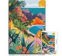 Rompecabezas para Adolescentes de 1000 Piezas,Islas Eolias,Italia,ilustración Minimalista,Juegos educativos,Mejora la Memoria,Regalo para cumpleaños,tamaño 38x26cm