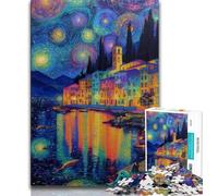 Rompecabezas para Adolescentes de 1000 Piezas: Italia bajo el Cielo Nocturno Juguetes educativos, Juegos para aliviar el estrés y la interacción Entre Padres e Hijos (75x50cm)