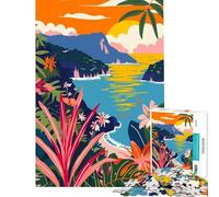 Rompecabezas para Adolescentes de 1000 Piezas Italia Islas Eolias ilustración Minimalista Juego Familiar Juguetes educativos Regalos para Mujeres y Hombres para Toda la Familia (tamaño 38x52cm)