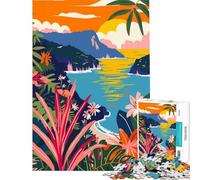 Rompecabezas para Adolescentes de 1000 Piezas Italia Islas Eolias ilustración Minimalista Juguetes adictivos para Cultivar la Paciencia Juego de ingenio decoración Perfecta Regalo Divertido (50x75cm)