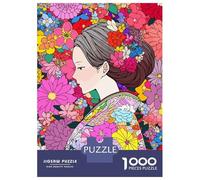 Rompecabezas para Adolescentes De 1000 Piezas Japan Woman Kimono Flowers Rompecabezas para Adultos Juegos Relajantes Regalos para Mujeres Ayuda A Ejercitar El Cerebro 52x38cm/1000pcs