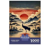 Rompecabezas para Adolescentes De 1000 Piezas Japanese Crane Sunset Art Print Rompecabezas para Adultos Juegos Relajantes Decoración Perfecta Cumpleaños Y Navidad 38x26cm/1000pcs