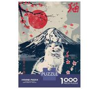 Rompecabezas para Adolescentes De 1000 Piezas Japanese Nature Kawaii Cat Rompecabezas Juguete Decoración De Pared Vacaciones En Casa Matar El Tiempo Desafío Educativo 52x38cm/1000pcs