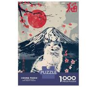 Rompecabezas para Adolescentes De 1000 Piezas Japanese Nature Kawaii Cat Rompecabezas para Adolescentes Juegos Relajantes Regalos para Mujeres Diversión En Casa Actividades, 70x50cm/1000pcs