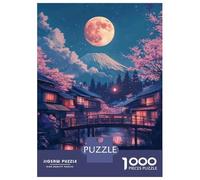 Rompecabezas para Adolescentes De 1000 Piezas Japanese Night Scene with Full Moon Rompecabezas para Adultos Juego Familiar Regalos para Mujeres Cumpleaños Y Navidad 70x50cm/1000pcs