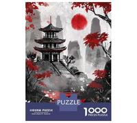 Rompecabezas para Adolescentes De 1000 Piezas Japanese Pagoda with Red Sun Rompecabezas DIY Juguetes Vacaciones En Casa Matar El Tiempo Cumpleaños Y Navidad 38x26cm/1000pcs