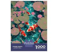 Rompecabezas para Adolescentes De 1000 Piezas Japanese Pond of Koi Fish and Lily Pads Rompecabezas para Adultos Juegos Relajantes Regalos para Mujeres Regalos De Juegos Desafiantes 52x38cm/1000pcs