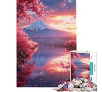 Rompecabezas para Adolescentes de 1000 Piezas Japón Monte Fuji Sakura Rompecabezas para Adultos Juegos relajantes Montaje de Patrones cumpleaños (tamaño 38x26cm)