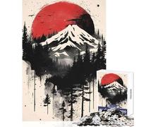 Rompecabezas para Adolescentes de 1000 Piezas japonés Negro Rojo Natural decoración del hogar Juguetes Regalos de Amigo Secreto Juegos Familiares Ayuda a ejercitar el Cerebro tamaño 38x26cm