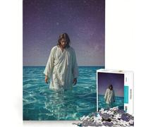 Rompecabezas para Adolescentes de 1000 Piezas Jesús Caminando sobre el Agua de Noche, Juego Educativo, dificultad Alta, colección de Artistas, Bellas Artes 50x75cm