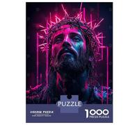 Rompecabezas para Adolescentes De 1000 Piezas Jesus in Neon Lights Rompecabezas para Adultos Juguetes De Bricolaje Una Obra De Arte Diversión En Casa Actividades, 70x50cm/1000pcs