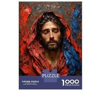 Rompecabezas para Adolescentes De 1000 Piezas Jesus in Red and Blue Hood Rompecabezas para Adolescentes Juegos Relajantes para La Diversión Familiar Juego Desafiante Regalos 52x38cm/1000pcs