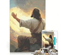 Rompecabezas para Adolescentes de 1000 Piezas Jesús orando en Las montañas, Juegos educativos, decoración de Pared, con póster y Hoja de Preguntas a Juego 38x52cm