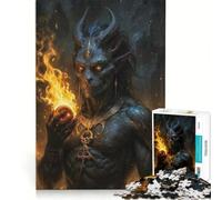 Rompecabezas para Adolescentes de 1000 Piezas Jinn, Demonio Ifrit con orbe de Fuego, Juguete Educativo, Mejora la Memoria, con póster y Hoja de Preguntas a Juego 38x52cm