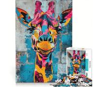 Rompecabezas para Adolescentes de 1000 Piezas: Jirafa expresiva, Juegos Familiares, ensamblaje de Patrones, fortalece el Amor Entre Parejas 50x75cm