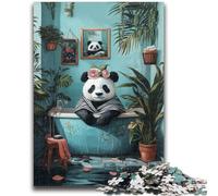 Rompecabezas para Adolescentes de 1000 Piezas, Juego de baño con Familia de Pandas, antiestrés, desafío difícil, Regalo de Amigo Secreto, 26x38cm
