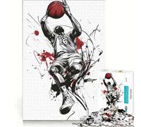 Rompecabezas para Adolescentes de 1000 Piezas: Jugador de Baloncesto Haciendo Mates, Juego de ingenio, desafiante de completar, Toda la Familia 50x75cm