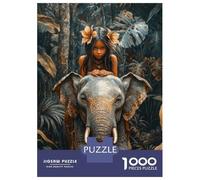 Rompecabezas para Adolescentes De 1000 Piezas Jungle Girl and Elephant Rompecabezas para Adultos Juego De Ingenio Aliviador del Estrés 52x38cm/1000pcs