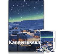 Rompecabezas para Adolescentes de 1000 Piezas, Kangerlussuaq, Groenlandia, Escena Nocturna, Juegos Familiares, decoración del hogar, Regalos de cumpleaños, tamaño 38x26cm