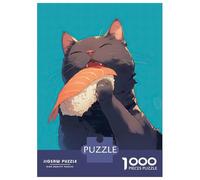 Rompecabezas para Adolescentes De 1000 Piezas Kawaii Cat Eating Sashimi Rompecabezas para Adultos Juegos Familiares Análisis Y Lógica Cumpleaños Y Navidad 38x26cm/1000pcs