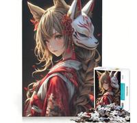 Rompecabezas para Adolescentes de 1000 Piezas Kawaii Zorro Samurai Chica, Juegos Familiares, Decoración, Colección de Artistas, Bellas Artes 38x52cm